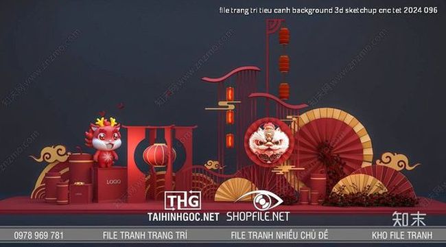 file trang tri tieu canh background 3d sketchup cnc tet 2024 096