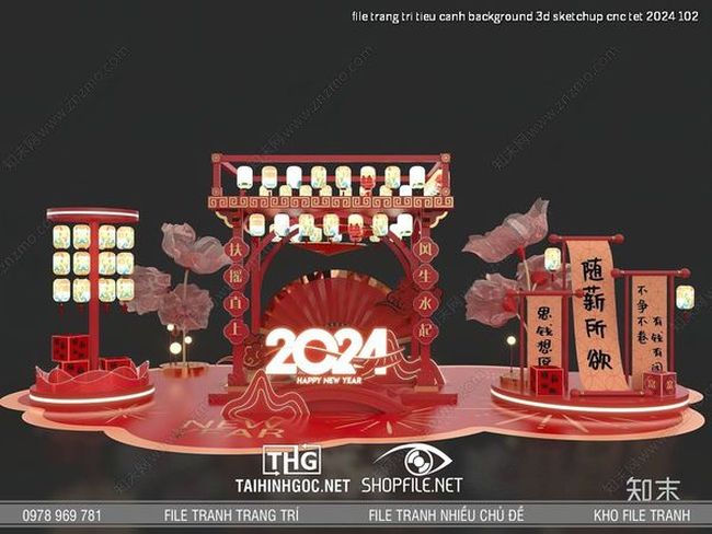 file trang tri tieu canh background 3d sketchup cnc tet 2024 102