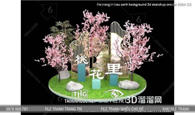 file trang tri tieu canh background 3d sketchup cnc tet 2024 113