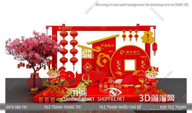 file trang tri tieu canh background 3d sketchup cnc tet 2024 115