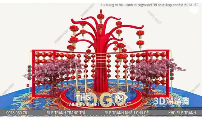 file trang tri tieu canh background 3d sketchup cnc tet 2024 116