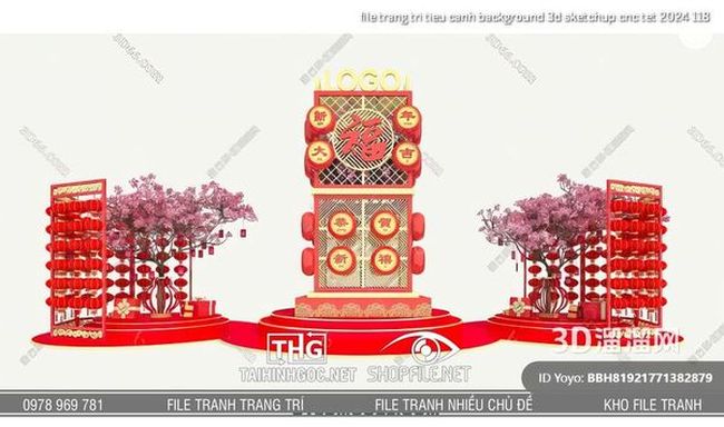 file trang tri tieu canh background 3d sketchup cnc tet 2024 118