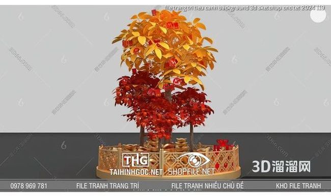 file trang tri tieu canh background 3d sketchup cnc tet 2024 119