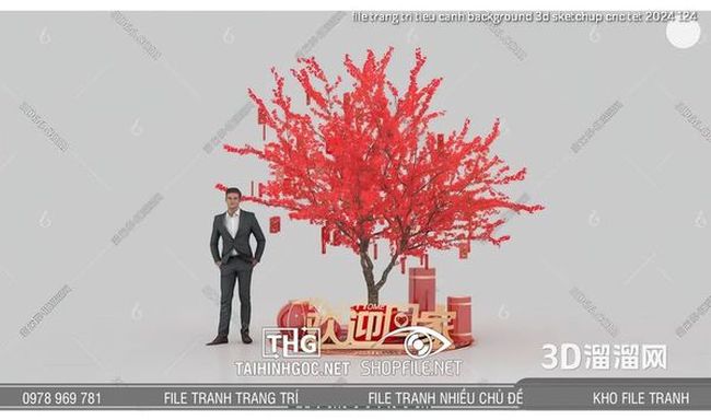 file trang tri tieu canh background 3d sketchup cnc tet 2024 124