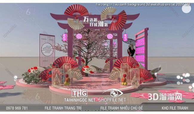 file trang tri tieu canh background 3d sketchup cnc tet 2024 128