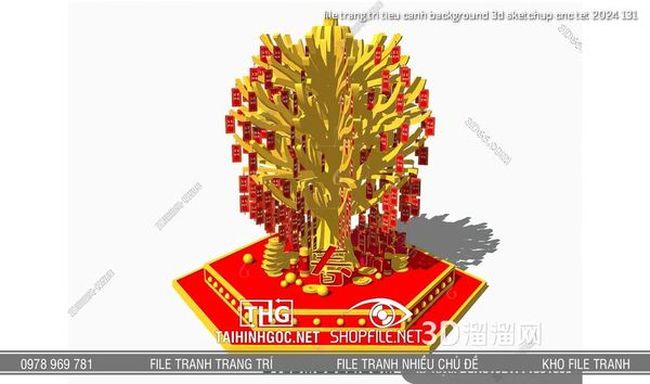 file trang tri tieu canh background 3d sketchup cnc tet 2024 131