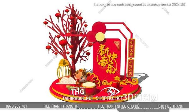 file trang tri tieu canh background 3d sketchup cnc tet 2024 132