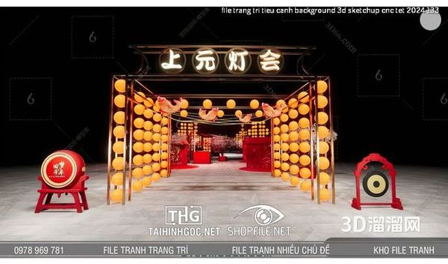 file trang tri tieu canh background 3d sketchup cnc tet 2024 133