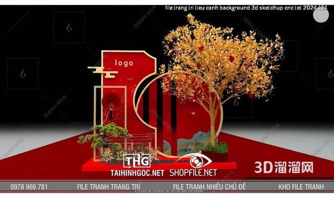 file trang tri tieu canh background 3d sketchup cnc tet 2024 134