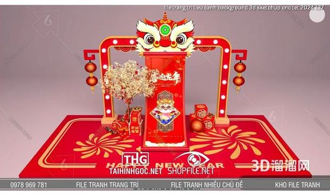 file trang tri tieu canh background 3d sketchup cnc tet 2024 137