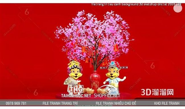 file trang tri tieu canh background 3d sketchup cnc tet 2024 139