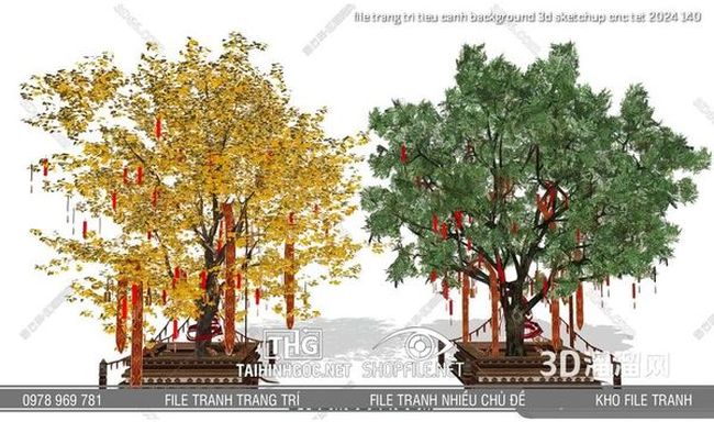 file trang tri tieu canh background 3d sketchup cnc tet 2024 140