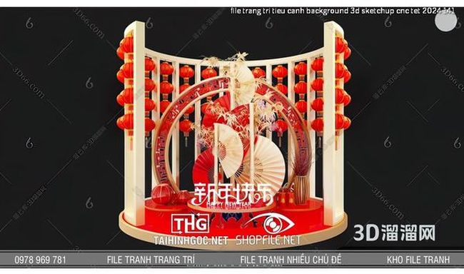 file trang tri tieu canh background 3d sketchup cnc tet 2024 141