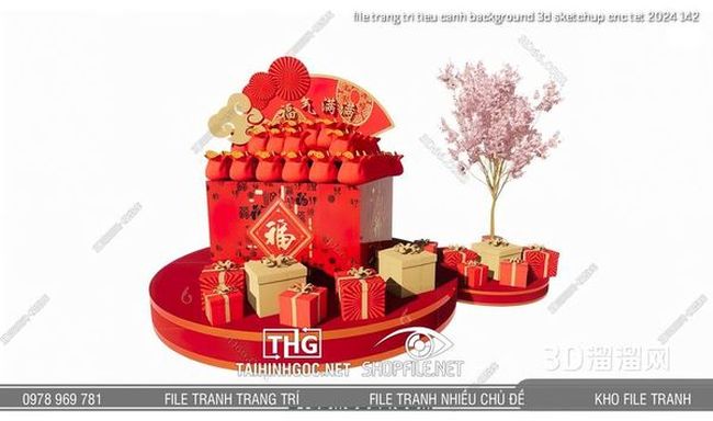 file trang tri tieu canh background 3d sketchup cnc tet 2024 142