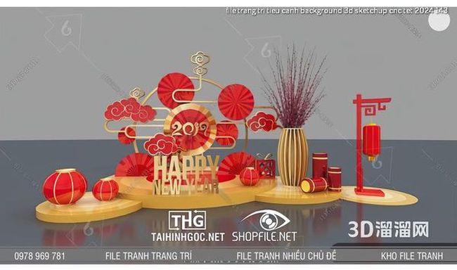 file trang tri tieu canh background 3d sketchup cnc tet 2024 143