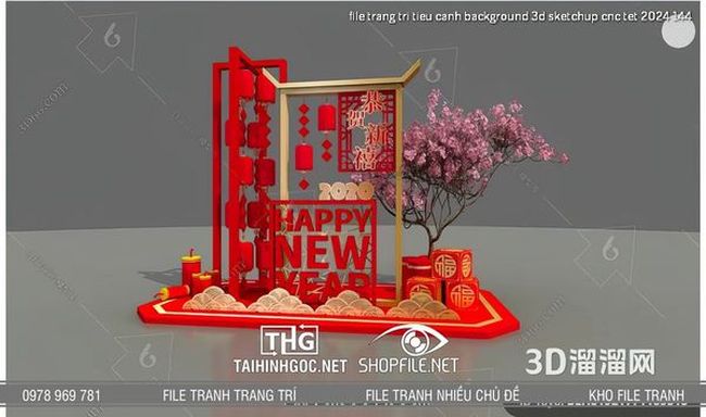 file trang tri tieu canh background 3d sketchup cnc tet 2024 144