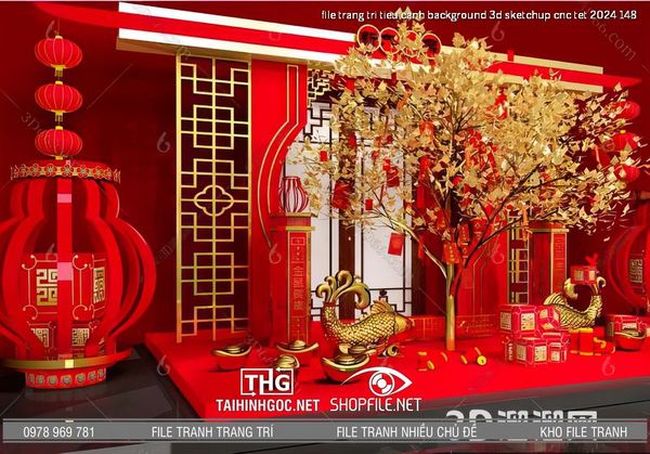 file trang tri tieu canh background 3d sketchup cnc tet 2024 148