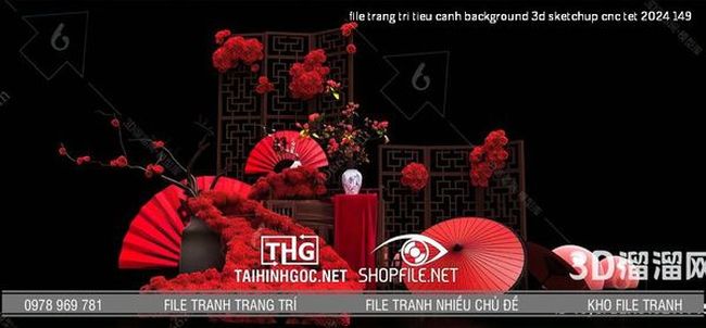 file trang tri tieu canh background 3d sketchup cnc tet 2024 149