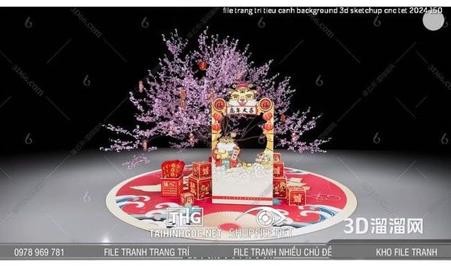 file trang tri tieu canh background 3d sketchup cnc tet 2024 150