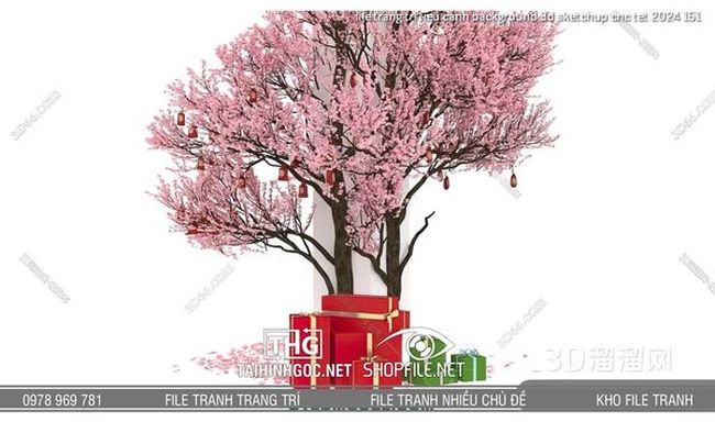 file trang tri tieu canh background 3d sketchup cnc tet 2024 151