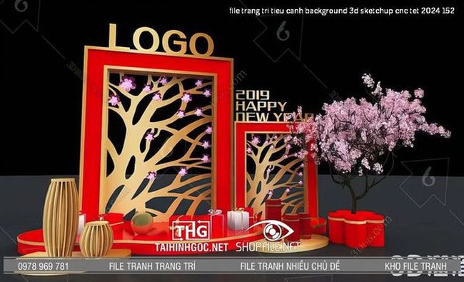 file trang tri tieu canh background 3d sketchup cnc tet 2024 152