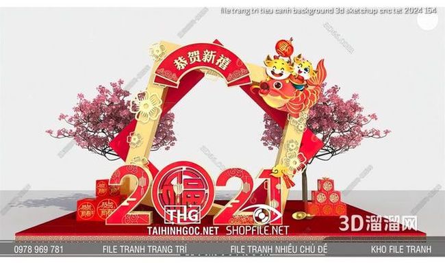 file trang tri tieu canh background 3d sketchup cnc tet 2024 154