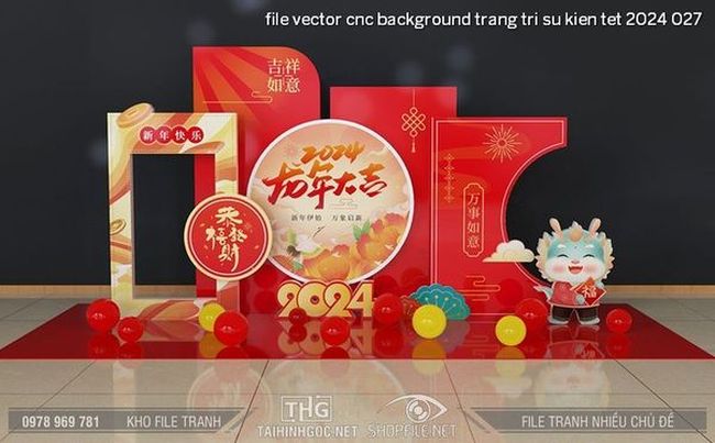 file vector cnc background trang tri su kien tet 2024 027