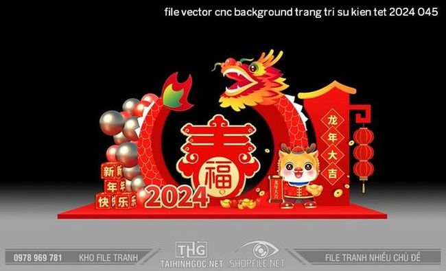 file vector cnc background trang tri su kien tet 2024 045