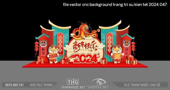 file vector cnc background trang tri su kien tet 2024 047