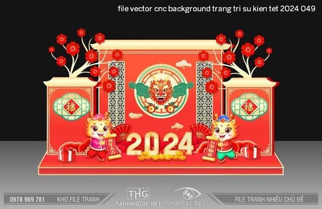 file vector cnc background trang tri su kien tet 2024 049