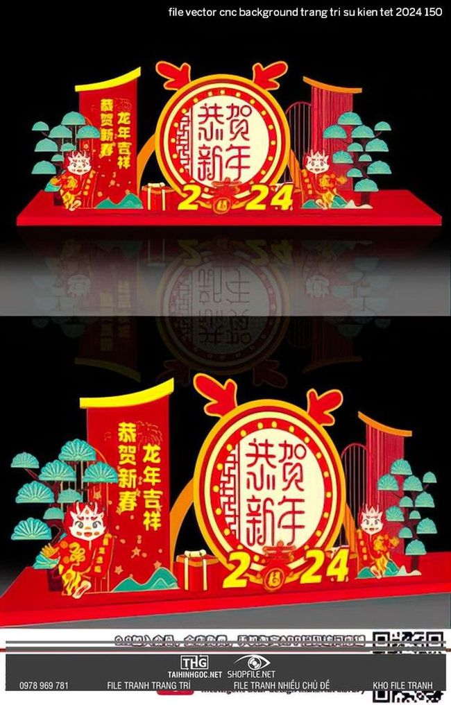 file vector cnc background trang tri su kien tet 2024 150