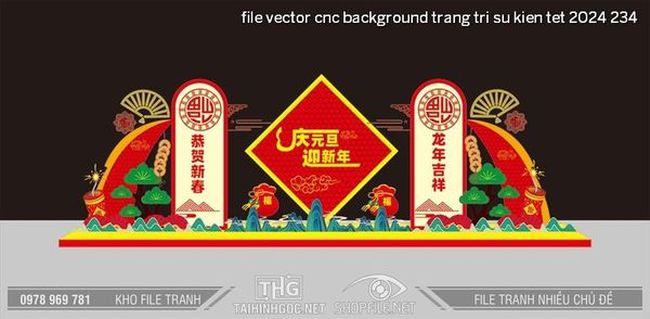 file vector cnc background trang tri su kien tet 2024 234