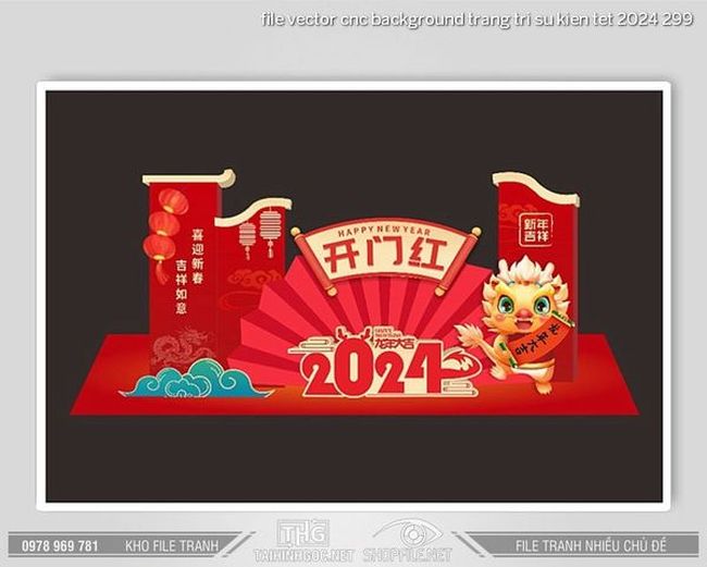 file vector cnc background trang tri su kien tet 2024 299