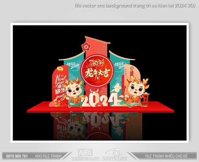 file vector cnc background trang tri su kien tet 2024 301