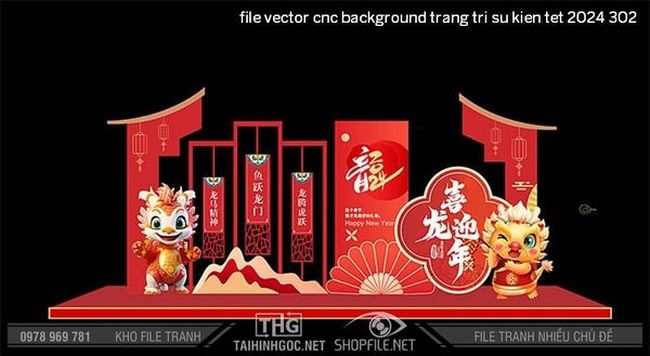 file vector cnc background trang tri su kien tet 2024 302