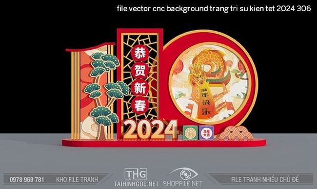 file vector cnc background trang tri su kien tet 2024 306