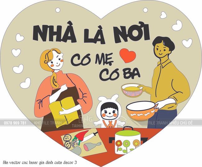 file vector cnc laser gia dinh cute decor 3