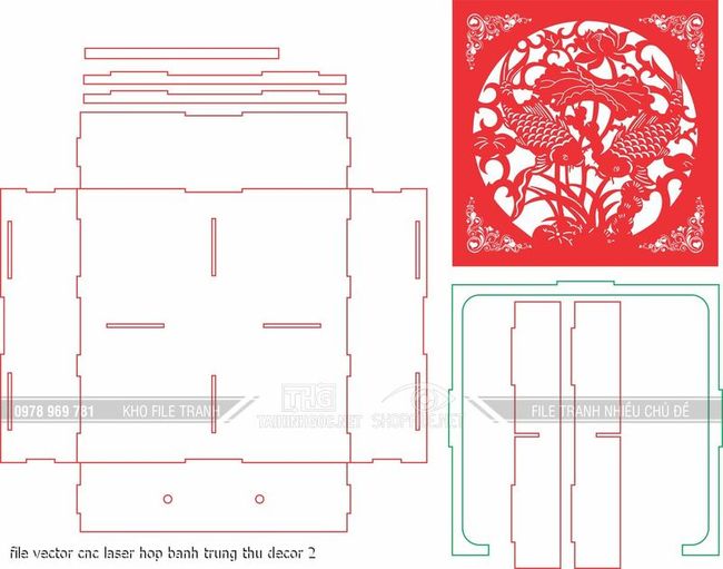 file vector cnc laser hop banh trung thu decor 2