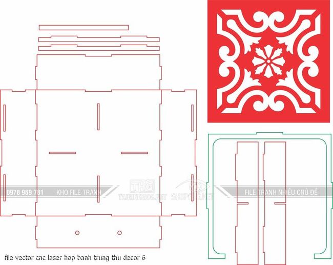 file vector cnc laser hop banh trung thu decor 7