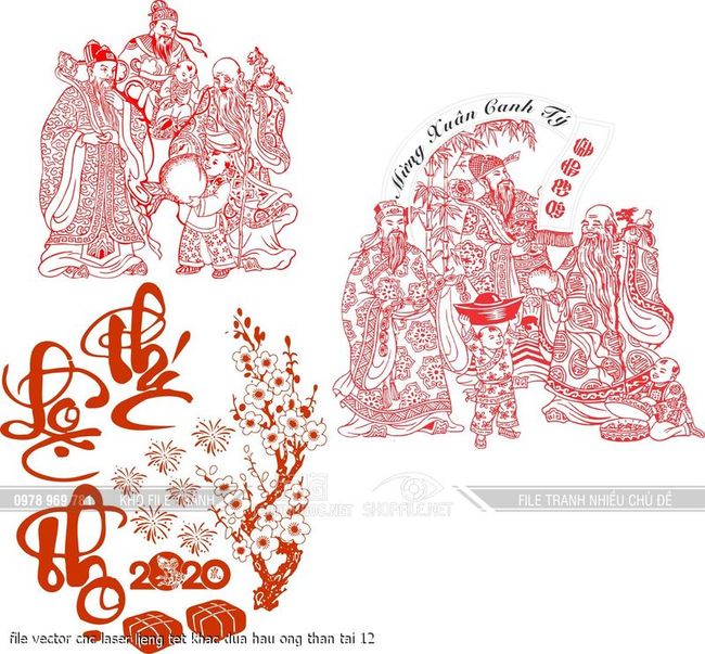 file vector cnc laser lieng tet khac dua hau ong than tai 12