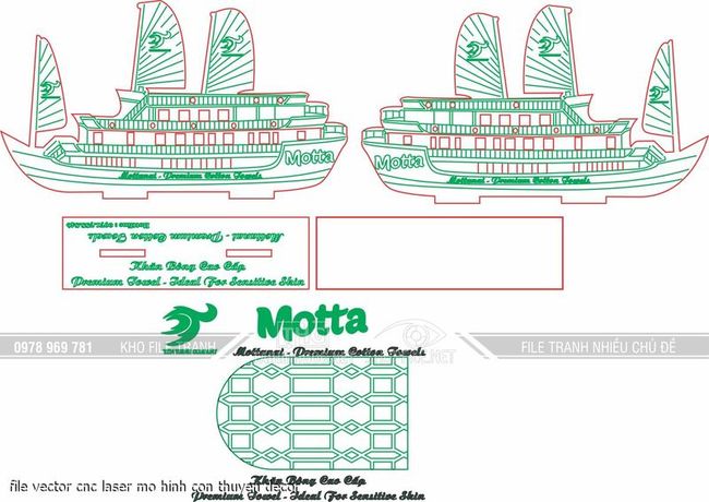 file vector cnc laser mo hinh con thuyen decor