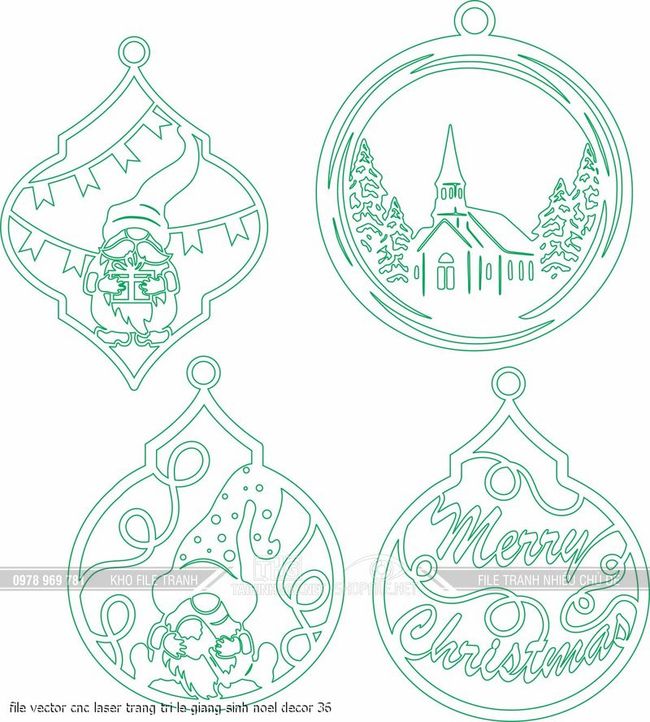 file vector cnc laser trang tri le giang sinh noel decor 36