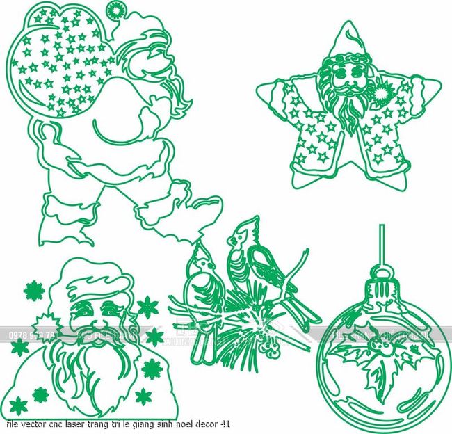 file vector cnc laser trang tri le giang sinh noel decor 41
