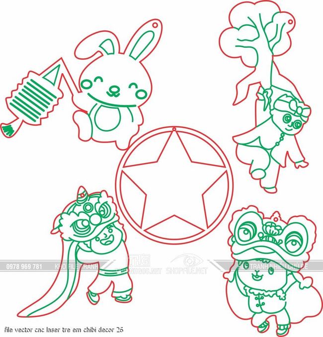 file vector cnc laser tre em chibi decor 26