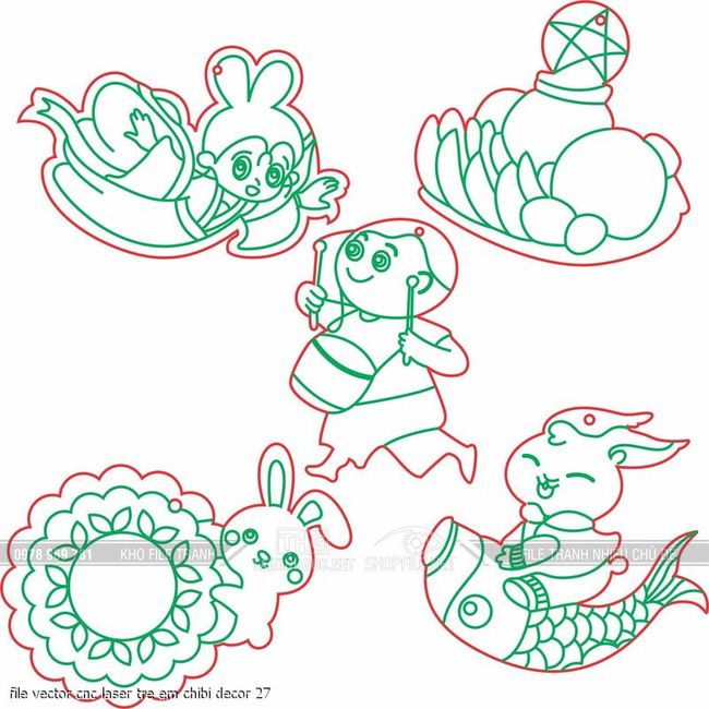 file vector cnc laser tre em chibi decor 27