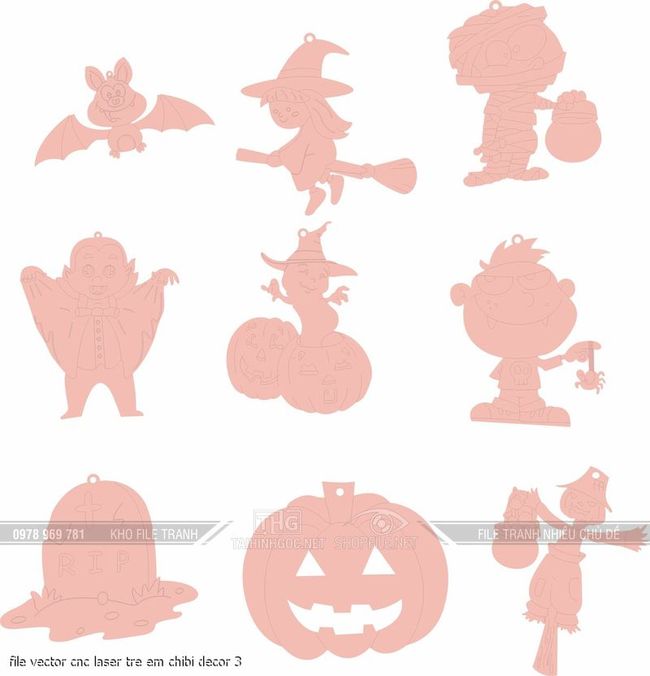 file vector cnc laser tre em chibi decor 3