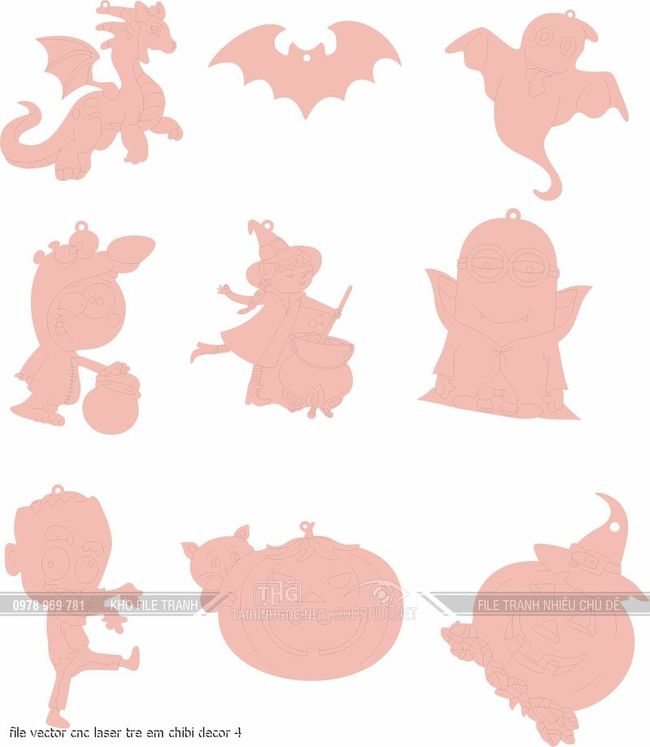 file vector cnc laser tre em chibi decor 4