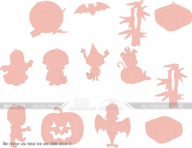 file vector cnc laser tre em chibi decor 5