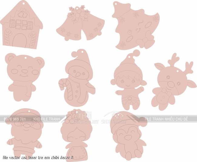 file vector cnc laser tre em chibi decor 8