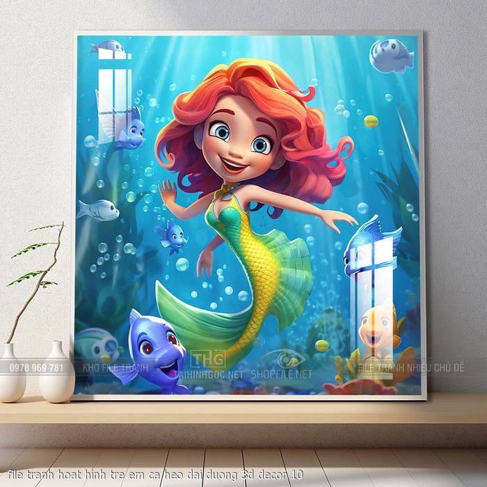 file tranh hoat hinh tre em ca heo dai duong 3d decor 10